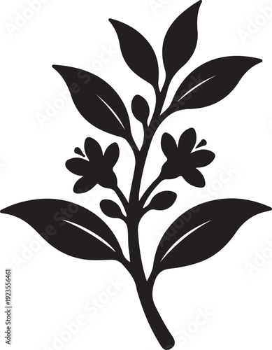 tea herb icon in silhouette.