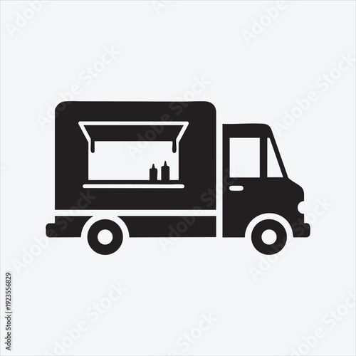 Food Truck Icon: A stylized food truck silhouette, ready to serve culinary delights, symbolizing mobility and convenience in the world of gastronomy.