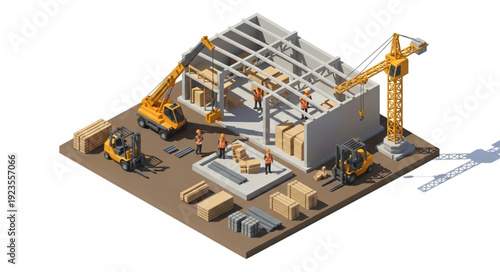 Construction Site 3D Model Rendering.