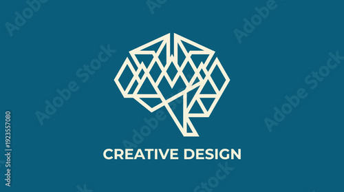 This intricate logo showcases a geometric brain design, reflecting creativity, intelligence, and innovation—perfect for design firms aiming to stand out in a competitive market.