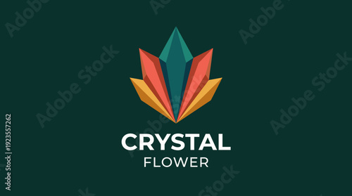This logo design features a colorful crystal flower shape that conveys elegance and uniqueness, making it suitable for brands looking to stand out in their industry.
