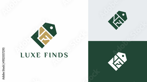 This image presents a contemporary tag logo design featuring clean lines and elegant hues, ideal for luxury retail brands looking to convey style and quality.