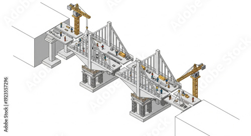 Construction Site Blueprint with Cranes.
