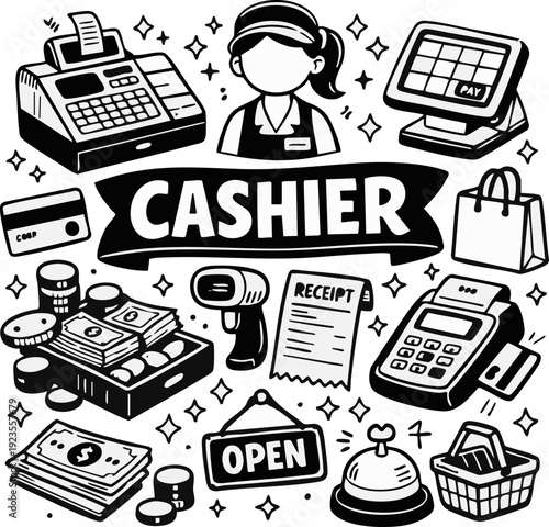 Cashier and Retail Icons.