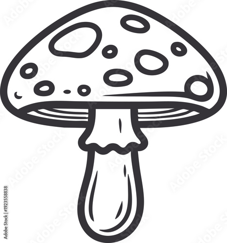 Spotted Toadstool Mushroom Line Art Illustration