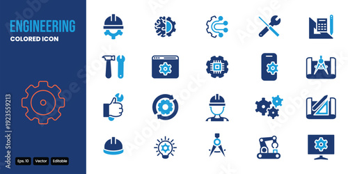 engineering colored icon set vector design good for web and mobile app