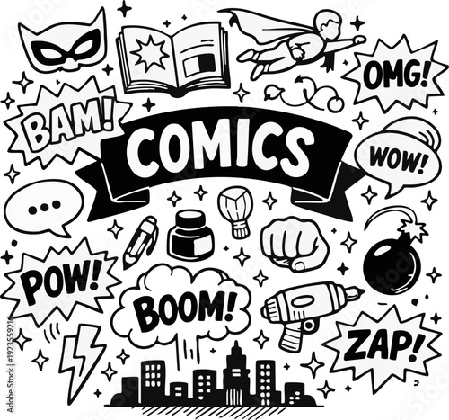 Comic Book Elements Illustration.