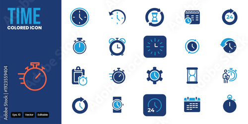 time colored icon set vector design good for web and mobile app