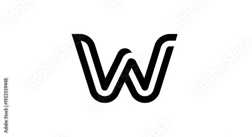 Modern Double Line Letter W Logo, Minimalist Geometric Alphabet Icon, Clean Vector Design