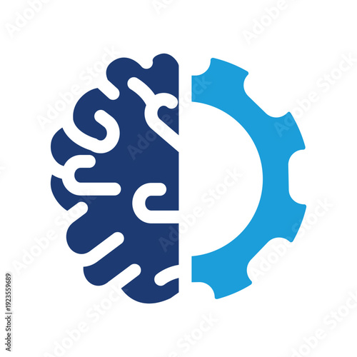 Human brain with gear colored icon vector design good for web or mobile app