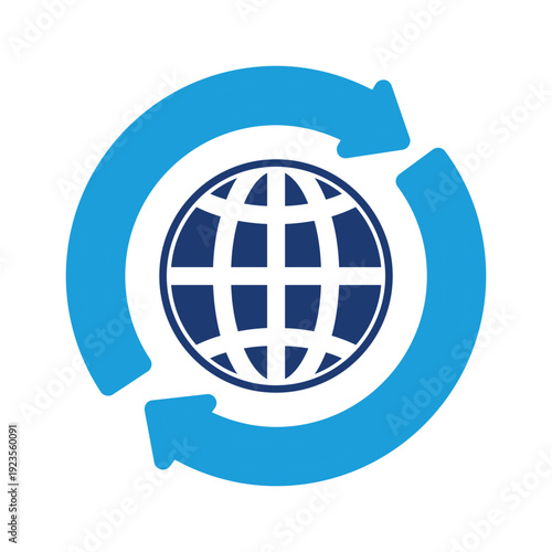 globe with circle arrows colored icon vector design good for web or mobile app