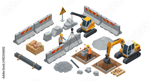 Construction Site Equipment and Materials.
