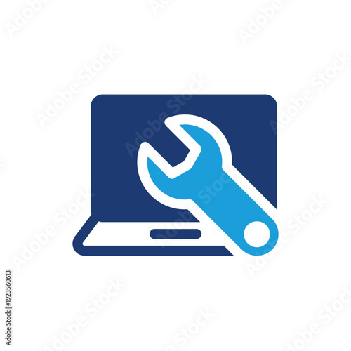 computer with wrench colored icon vector design good for web or mobile app