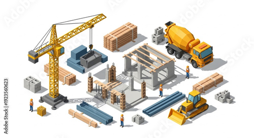 Construction Site Equipment and Materials.