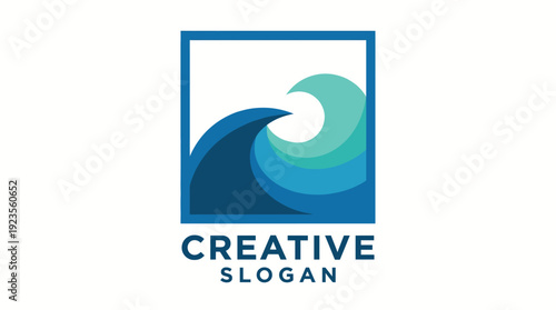 This image features a modern logo design with abstract waves, emphasizing creativity and uniqueness through its flowing shapes and fresh color palette, ideal for various concepts.
