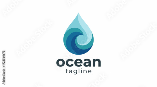 This logo creatively represents water and ocean waves through a droplet design, reflecting calmness and nature, suitable for environmental organizations or brands.