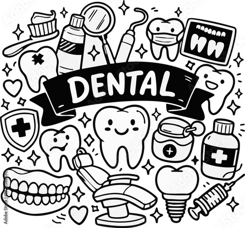 Dental Care Illustration Objects.