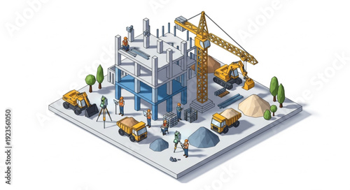 Construction Site Model with Crane.