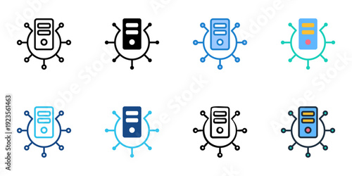 Server icons set multiple style collection. Editable stroke 
