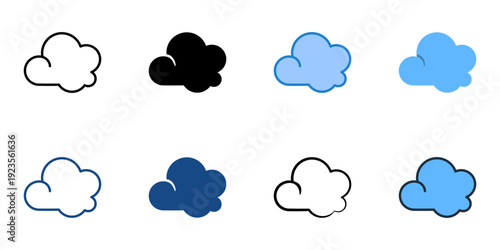 Cloud icons set multiple style collection. Editable stroke 

