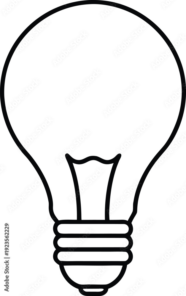 Obraz premium Light bulb line art vector thin black outline