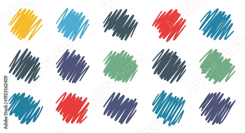 Colorful Brush Strokes Pattern on White Background.