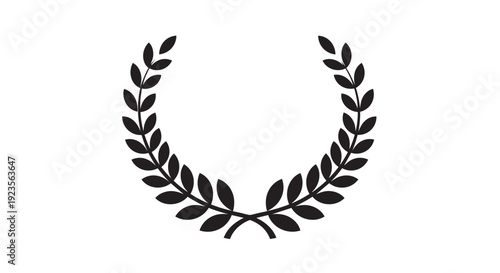 Black laurel wreath vector icon. Includes victory, award, achievement, success, and honor symbol. Created in flat style with black and white palette.