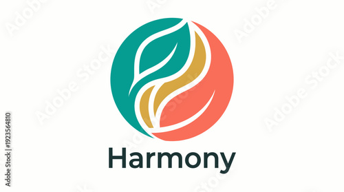 This tranquil design features abstract leaves in warm colors, conveying harmony and connection to nature; suitable for holistic, wellness, and natural products branding.