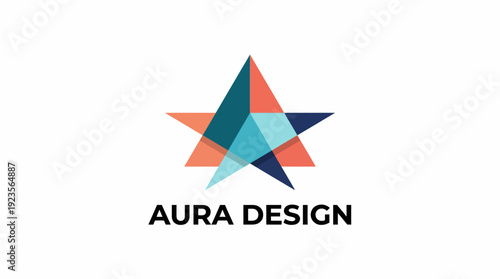 A stunning geometric star logo that combines dynamic colors and shapes, representing creativity and innovation tailored for a modern design agency with an energetic presence.