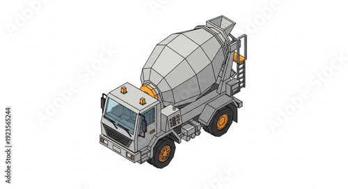 Gray Concrete Mixer Truck Vehicle.