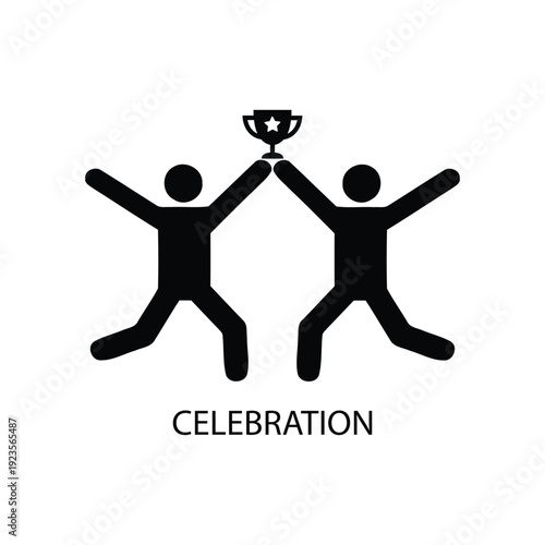 Icon celebrating victory with a happy expression while holding the victory trophy