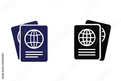 Passport or travel documents icons representing travel and global identification silhouette