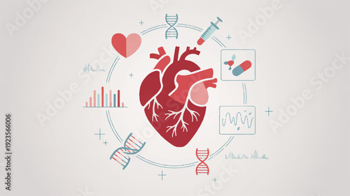 Modern medical infographic illustration with heart and health symbols