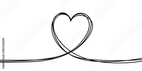 Hand drawn heart in line art style. Design for Valentine’s Day, Mother’s Day and Women’s Day. Vector illustration