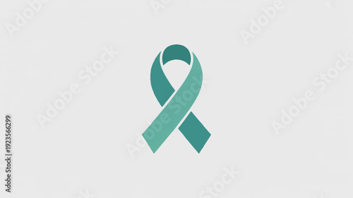 Teal awareness ribbon symbol for support and cause on gray background