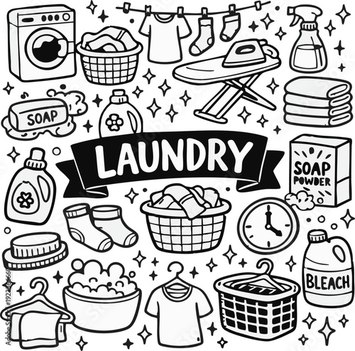 Laundry Icons Collection Illustration.