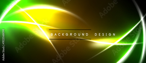 Bright neon lines create abstract design. Vivid green, yellow hues blend, forming dynamic visual effect. Modern, energetic composition.