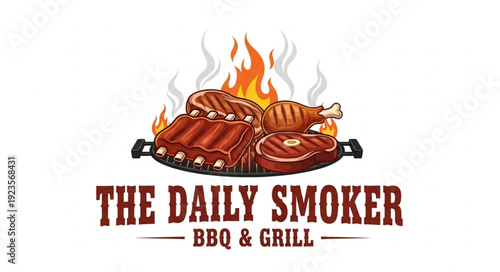 Grilled Meat BBQ Logo Design.
