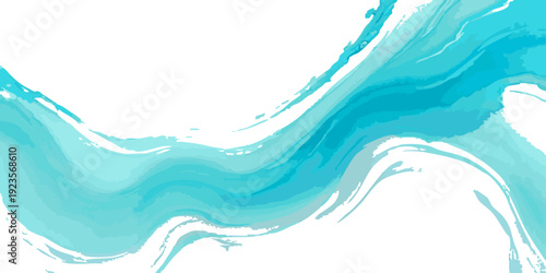 Vector Abstract Fluid Turquoise Strokes Embodying Energy and Movement, Ideal for Artistic Applications Design
