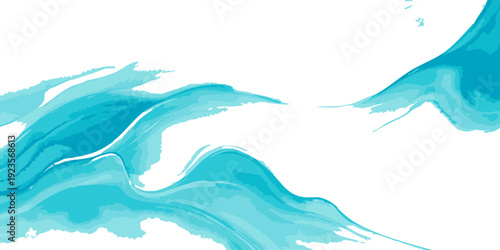 Vector Abstract aqua wave brushstrokes depicting the essence of the ocean's motion, symbolizing fluidity and serene coastal atmosphere.  Design