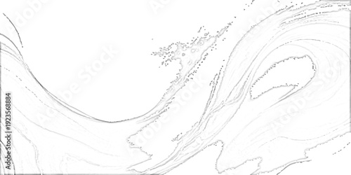 Vector Abstract grayscale wavy lines create dynamic shapes and patterns, resembling a fluid artwork. Design