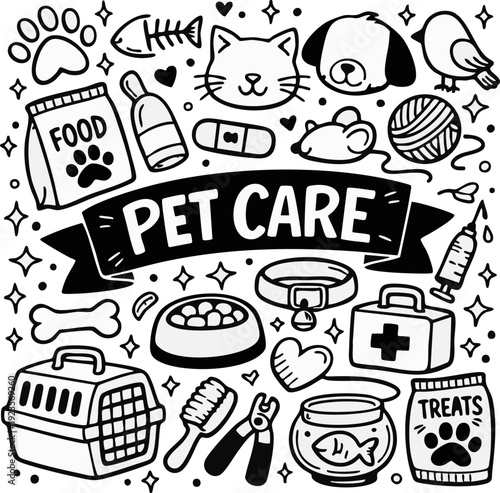 Pet Care Icons Collection.