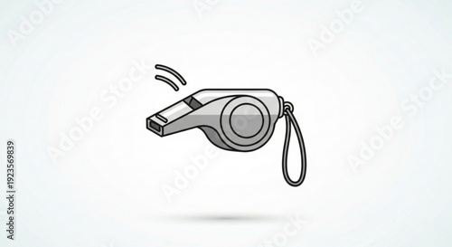 Whistle with motion lines isolated on white background symbolizing action and authority