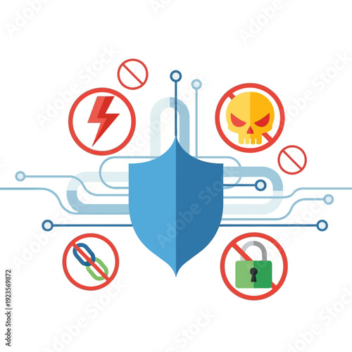 Shield Protecting Against Cyber Threats Symbol.