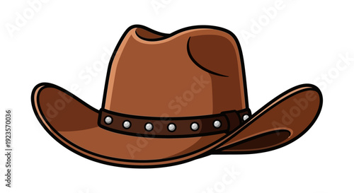 Brown Cowboy Hat with Studded Band, Classic Western Headwear for Costume or Style