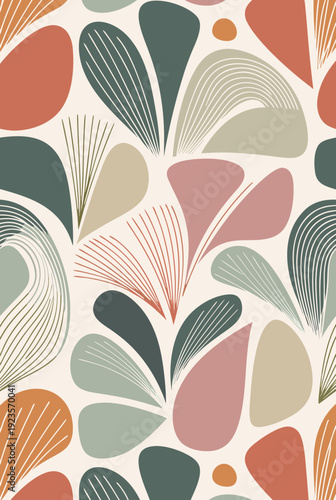 Konstfotografi Abstract spring leaves pastel seamless pattern