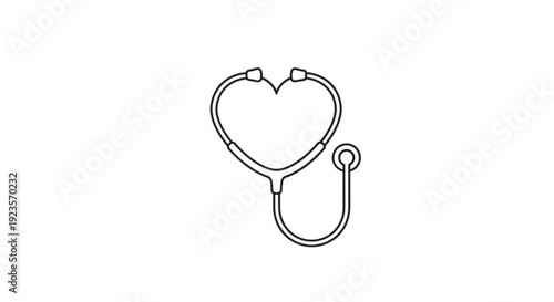 Stethoscope with heart shaped chest piece on white background symbolizing healthcare and medical care