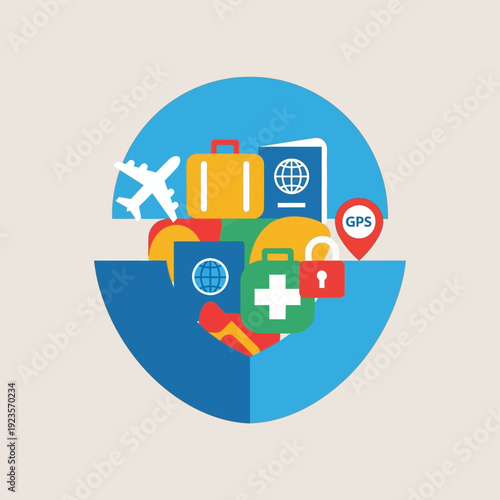 Travel tourism icon with accessories.