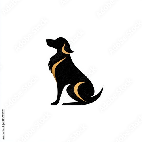 a golden retriever silhouette logo - isolated on white background