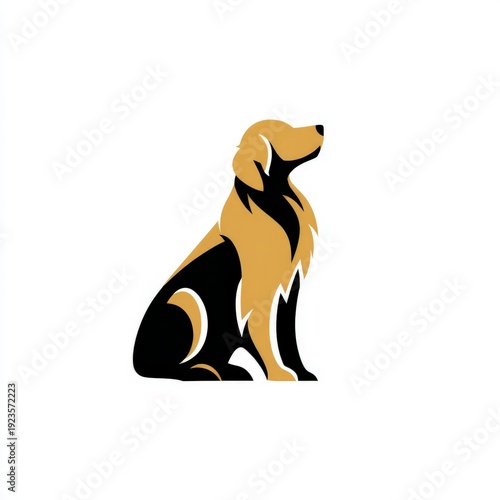 a golden retriever silhouette logo - isolated on white background